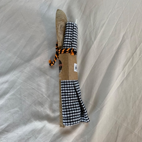 Spooky Halloween Wooden Spoon & Black Gingham Dish Towel Set - Picture 2 of 5